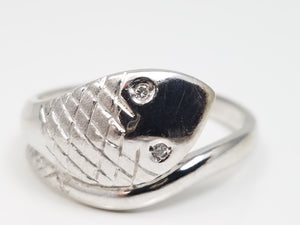 Cool 14k White Gold Natural Diamond Custom Snake Ring