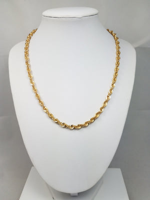 New 10k Yellow Gold 5.1mm/18" Hollow Rope Chain Necklace