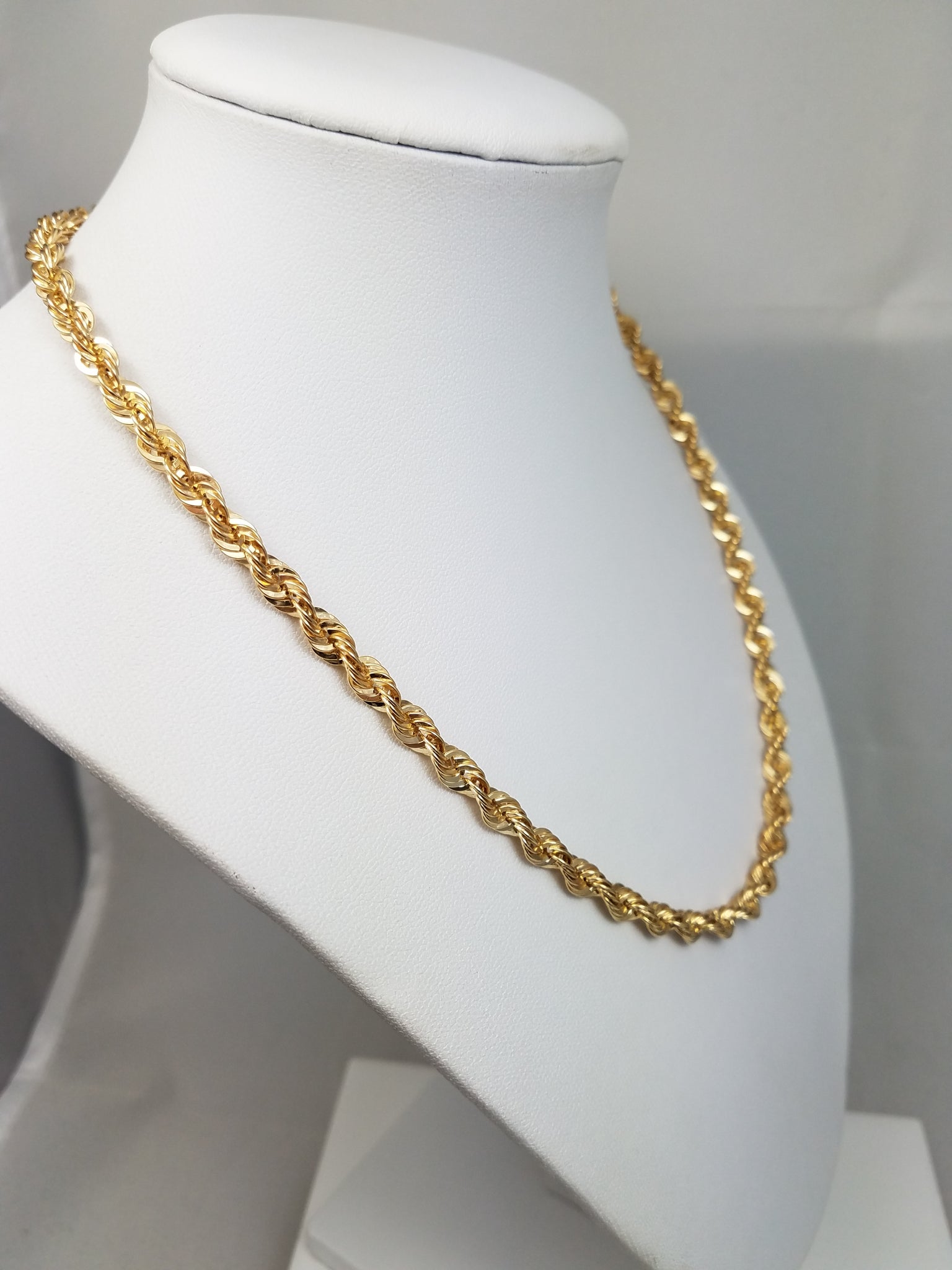 New 10k Yellow Gold 5.1mm/18" Hollow Rope Chain Necklace