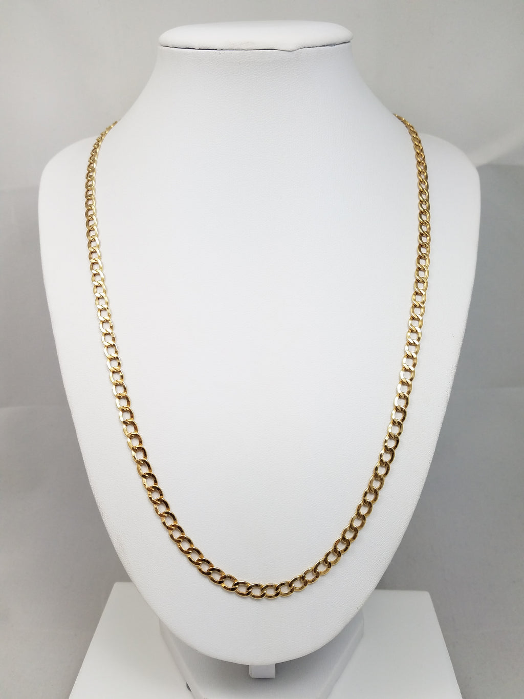 New 10k Yellow Gold Hollow Curb Link 4.9mm/21.75" Necklace