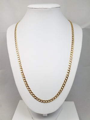 New 10k Yellow Gold Hollow Curb Link 4.9mm/21.75" Necklace