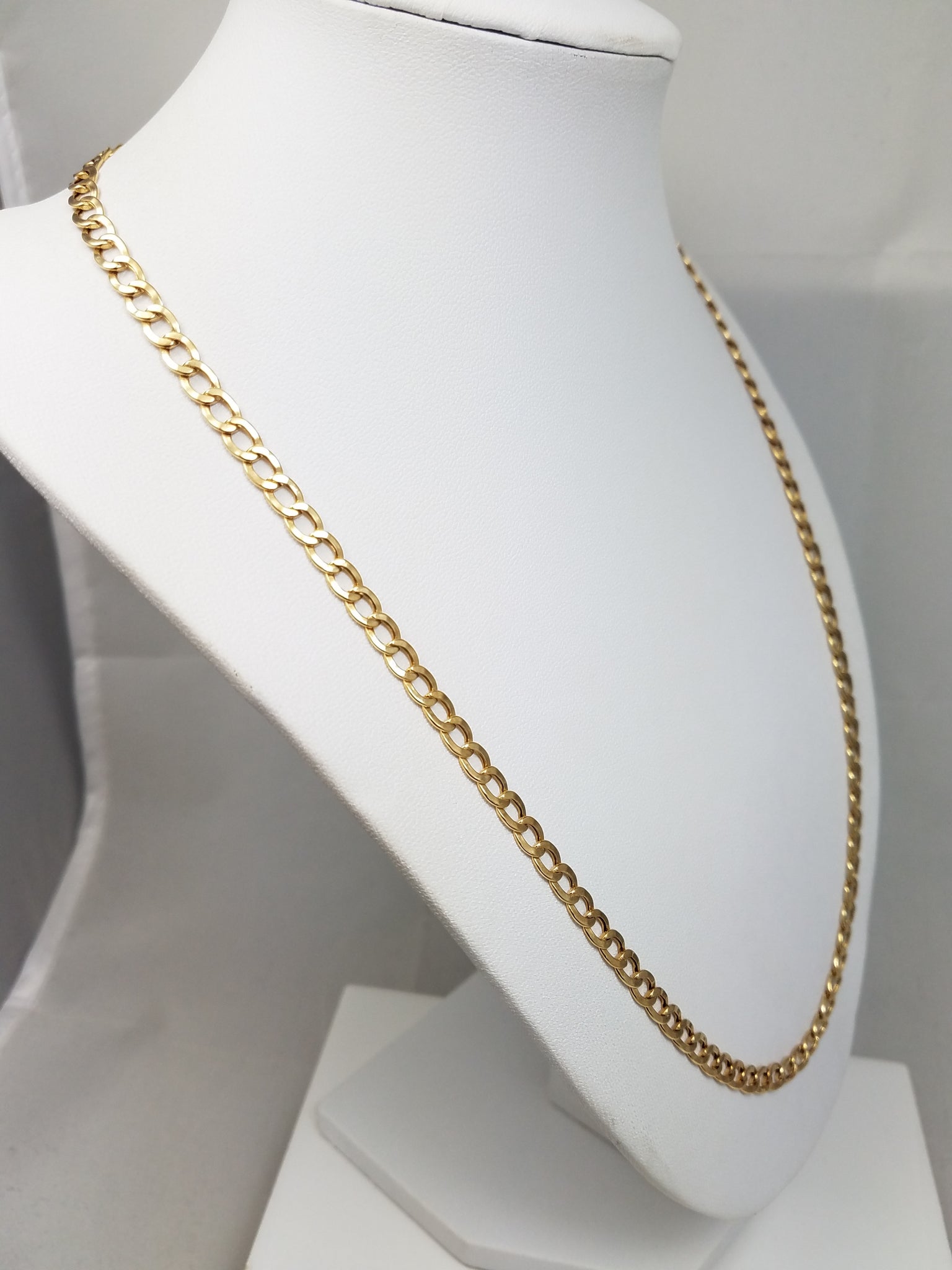 New 10k Yellow Gold Hollow Curb Link 4.9mm/21.75" Necklace