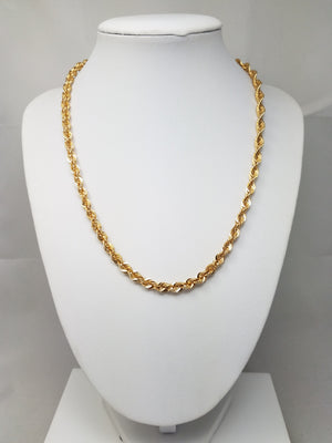 New! 18" 10k Yellow Gold Hollow Rope Chain Necklace