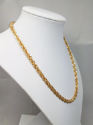 New! 18" 10k Yellow Gold Hollow Rope Chain Necklace