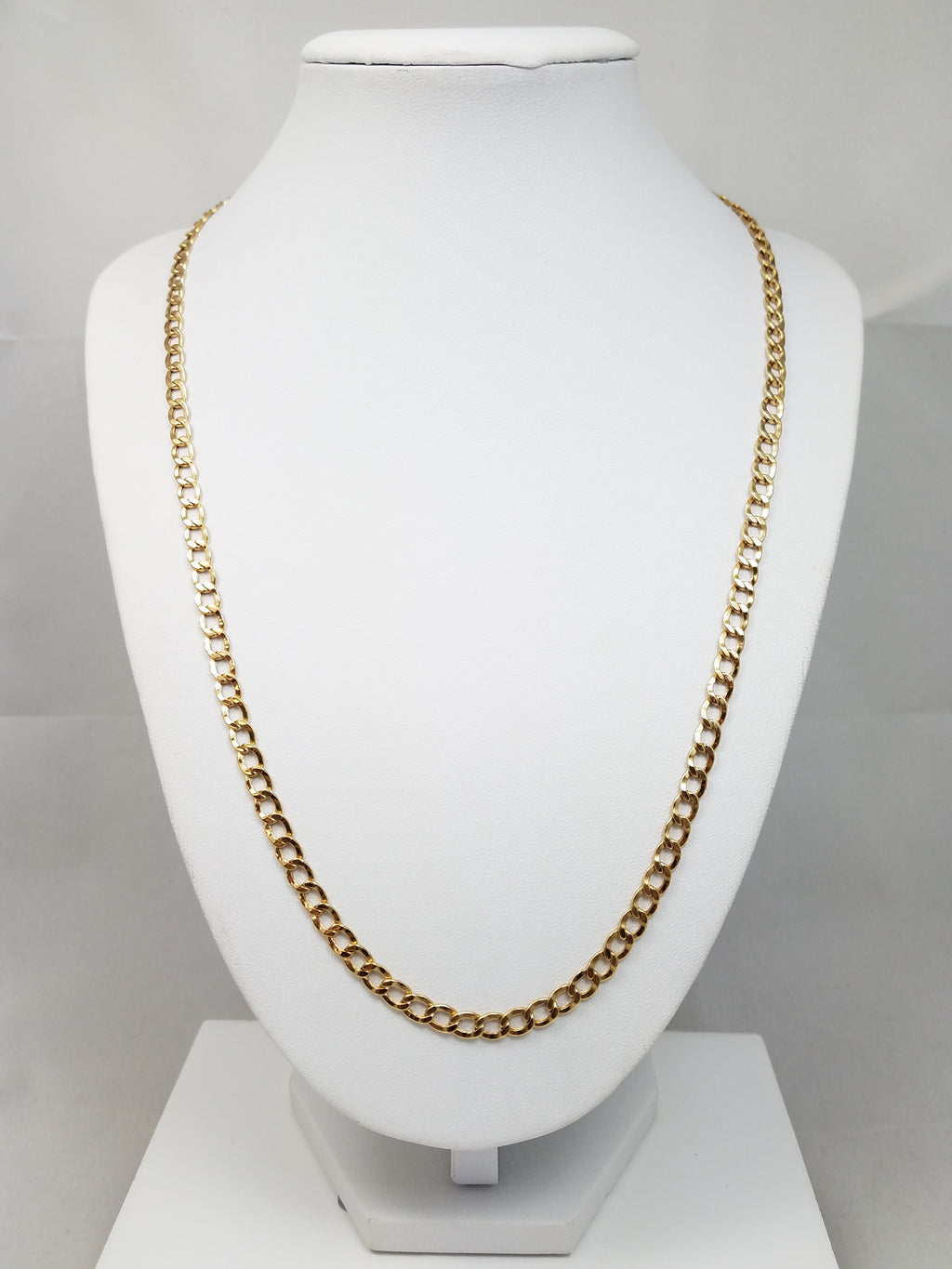 New! Sturdy 22" 10k Hollow Yellow Gold Curb Link Chain Necklace