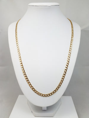 New! Sturdy 22" 10k Hollow Yellow Gold Curb Link Chain Necklace