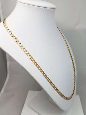 New! Sturdy 22" 10k Hollow Yellow Gold Curb Link Chain Necklace