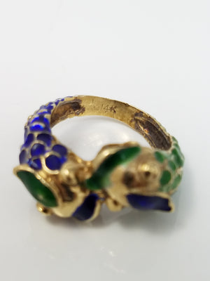 Unique Vintage 14k Gold Koi Fish Ring