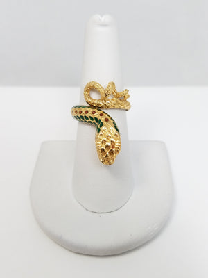 Sleek 18k Yellow Gold Snake Ring