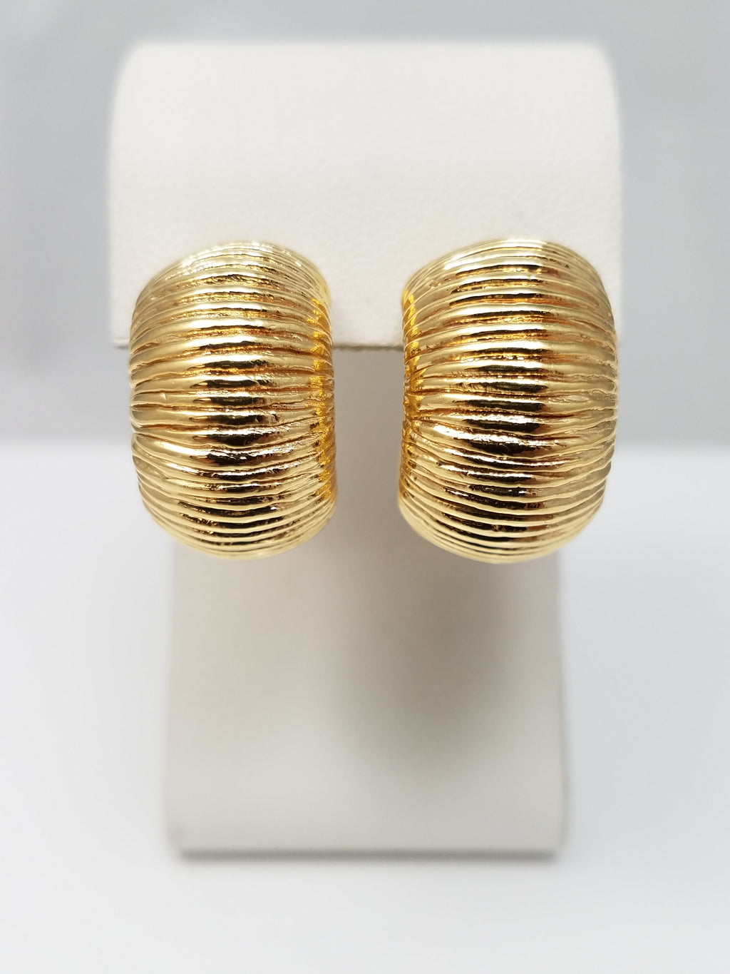 Italian 14k Yellow Gold Chunky Textured Hoops