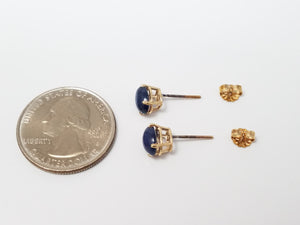 Vintage 14k Yellow Gold Natural Sapphire Solitaire Earrings