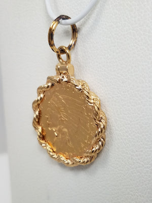 Cool 1925-D Indian Head $2.50 Gold Coin 14k Yellow Gold Pendant