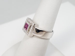 Stunning 18k White Gold Natural Pink Sapphire Diamond Ring Band