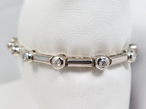 Dazzling 7" 14k White Gold Natural Diamond Custom Bracelet