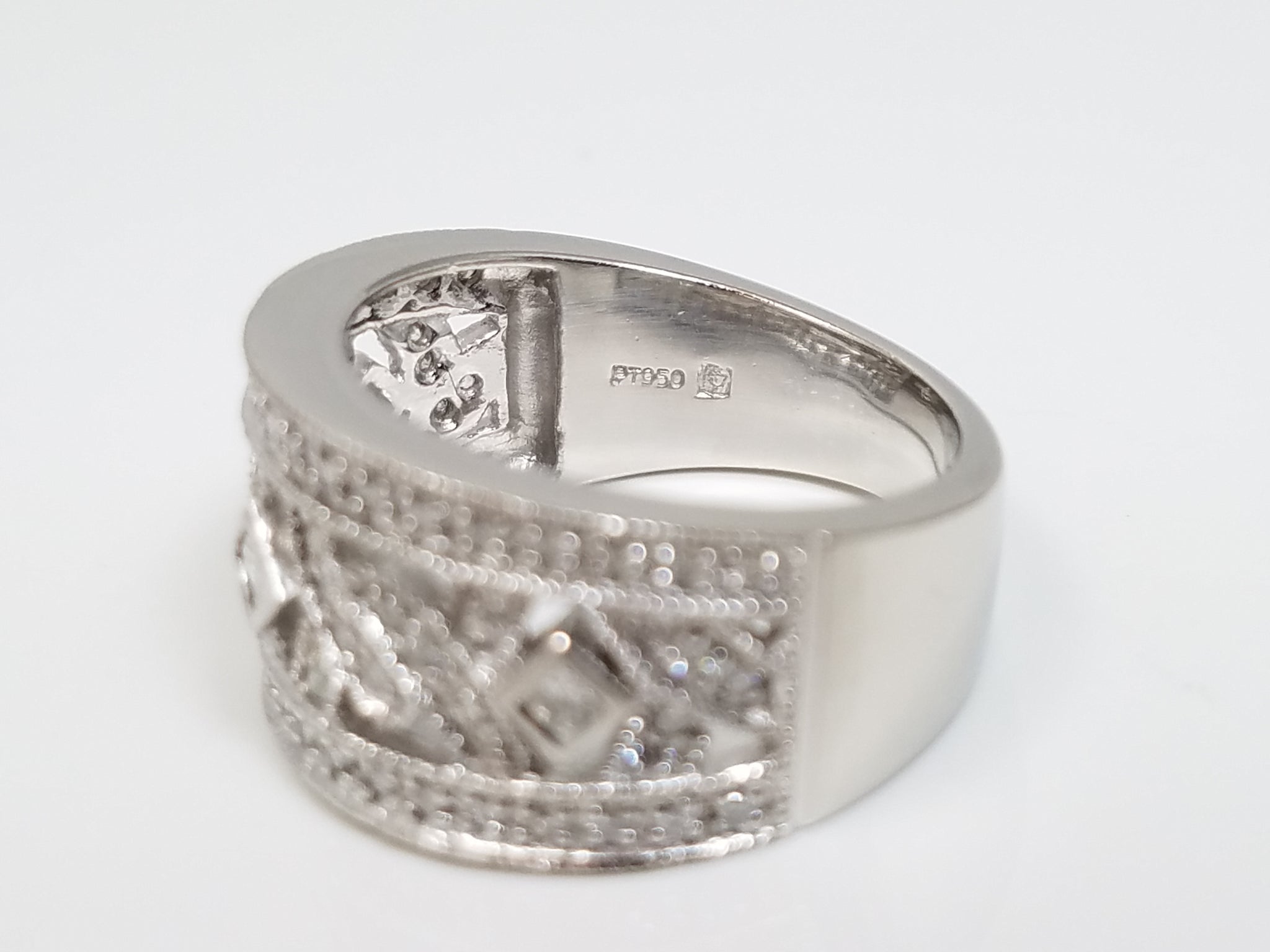 Intricate Natural Diamond Platinum Ring