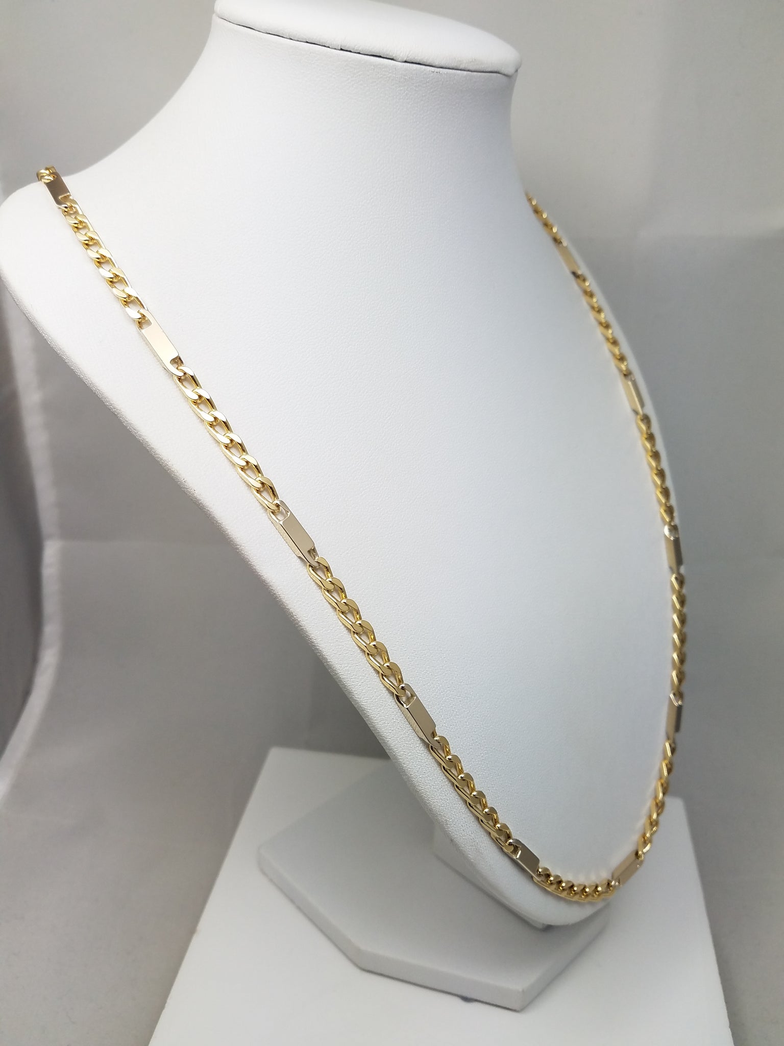 Impressive 18k Two Tone Gold Fancy Link Chain 26.25" Necklace