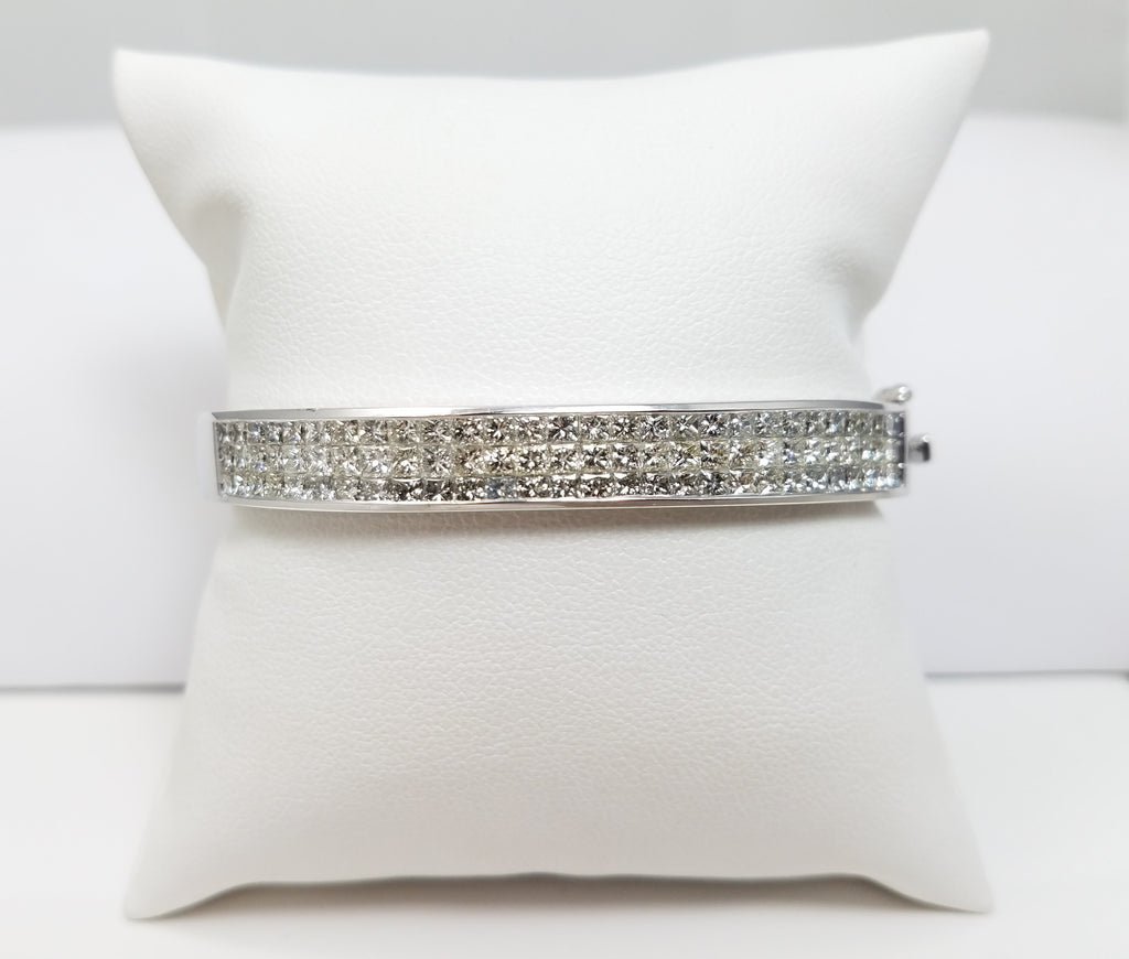 Magnificent 4ctw Natural Diamond 18k White Gold Bangle Bracelet