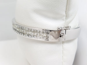 Magnificent 4ctw Natural Diamond 18k White Gold Bangle Bracelet