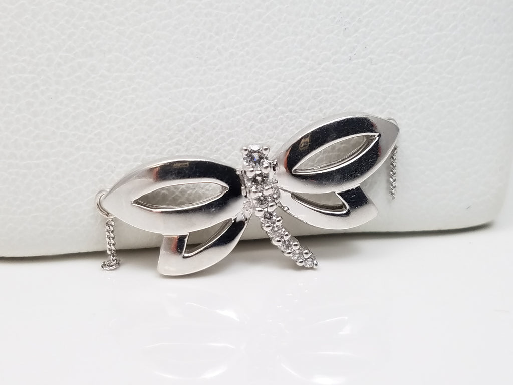 Sweet 14k White Gold Diamond Accented Dragonfly Pendant