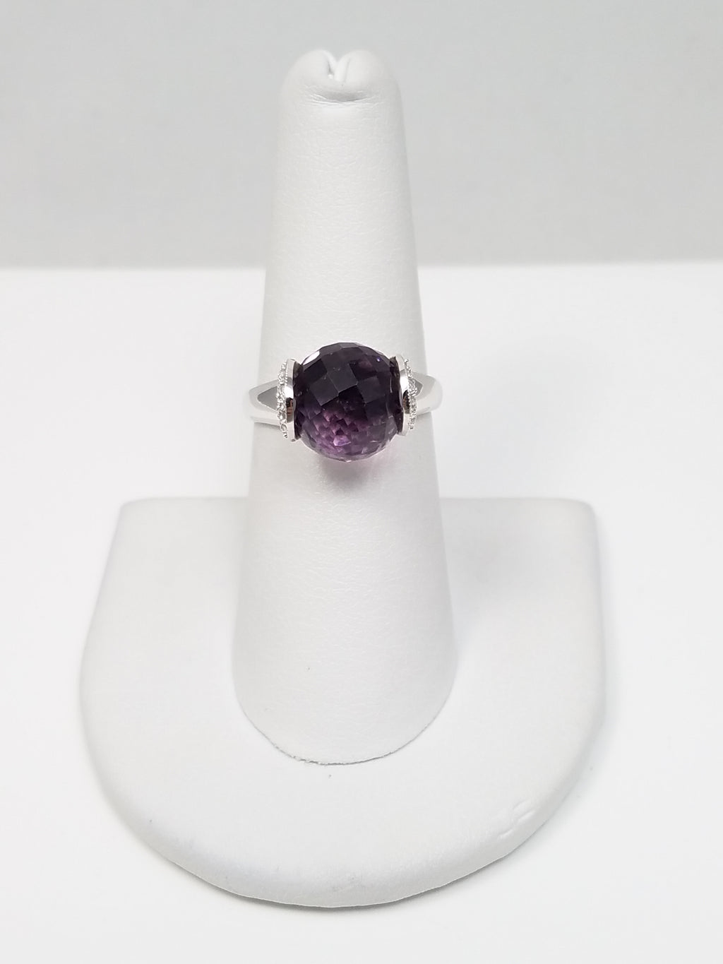 One-Of-A-Kind Natural Amethyst 18k White Gold Ring