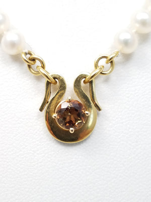 Elegant Freshwater Pearl Citrine Pendant 16" Necklace