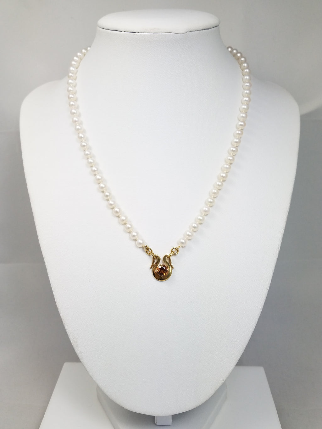 Elegant Freshwater Pearl Citrine Pendant 16" Necklace