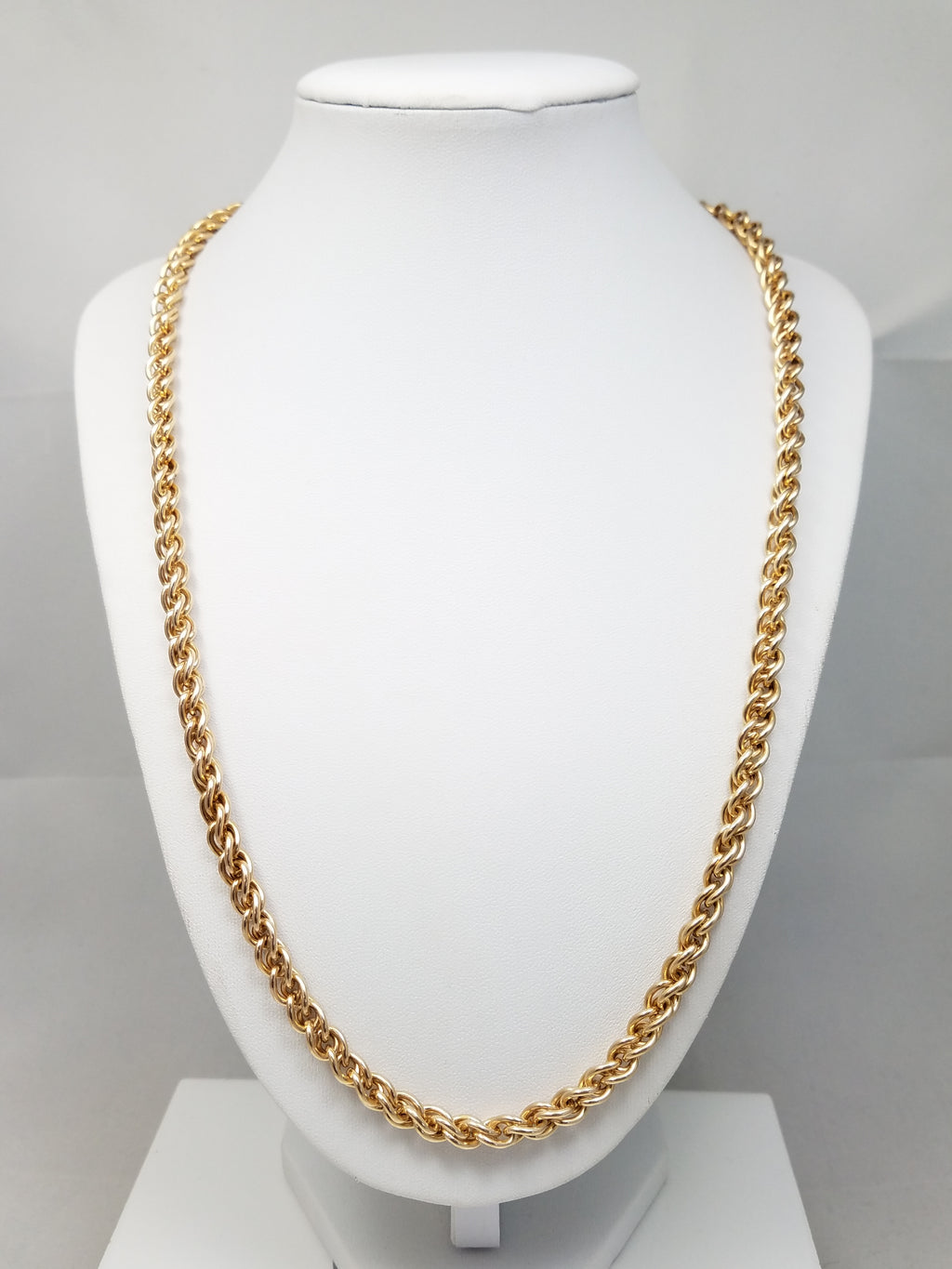 Bold 22.5" 10k Yellow Gold Heavy Hollow Cable Link Chain Necklace