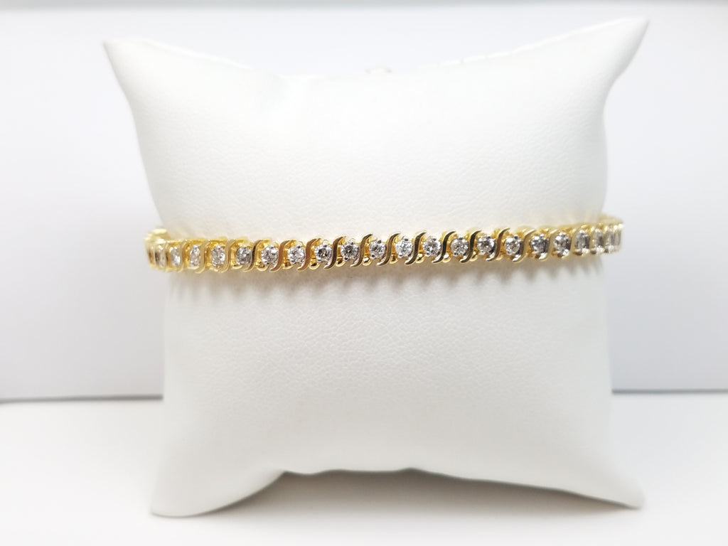 Classic 7.5" 14k Yellow Gold Natural Diamond Tennis Bracelet