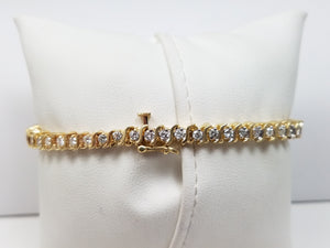 Classic 7.5" 14k Yellow Gold Natural Diamond Tennis Bracelet