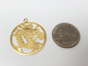 Handmade 14k Yellow Gold Dragon Pendant