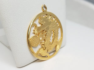 Handmade 14k Yellow Gold Dragon Pendant