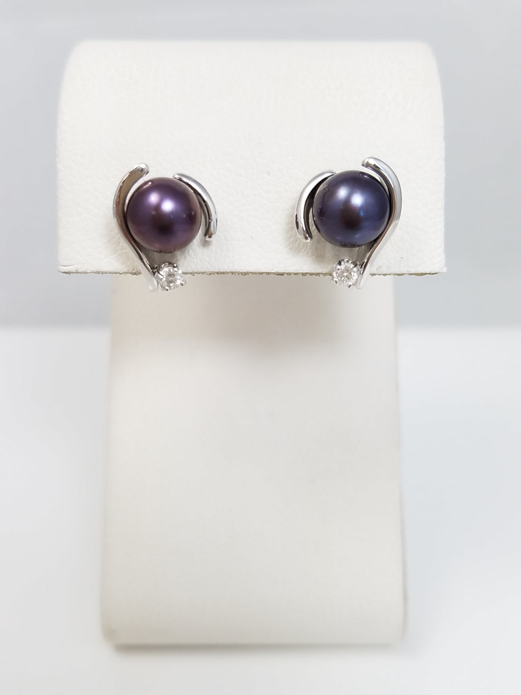 Pearl + Diamond 14k White Gold Earrings