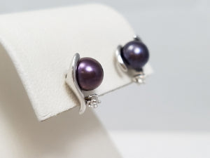 Pearl + Diamond 14k White Gold Earrings