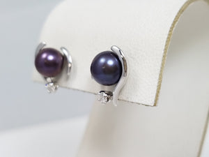 Pearl + Diamond 14k White Gold Earrings