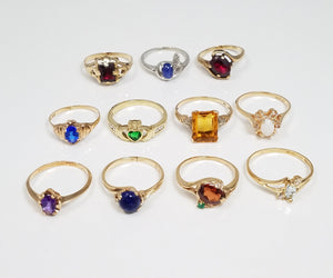 10k Gold Synthetic Gemstone Ring Lot