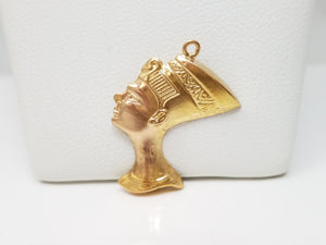 3-D Queen Nefertiti 18k Yellow Gold Pendant