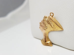 3-D Queen Nefertiti 18k Yellow Gold Pendant