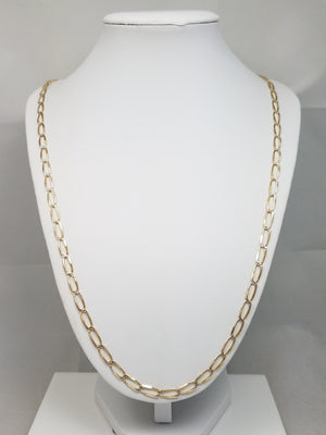 Dazzling 26" Solid 14k Two Tone Gold Fancy Link Chain Necklace