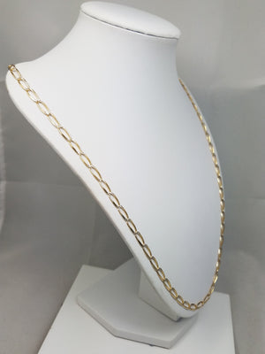 Dazzling 26" Solid 14k Two Tone Gold Fancy Link Chain Necklace