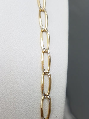 Dazzling 26" Solid 14k Two Tone Gold Fancy Link Chain Necklace