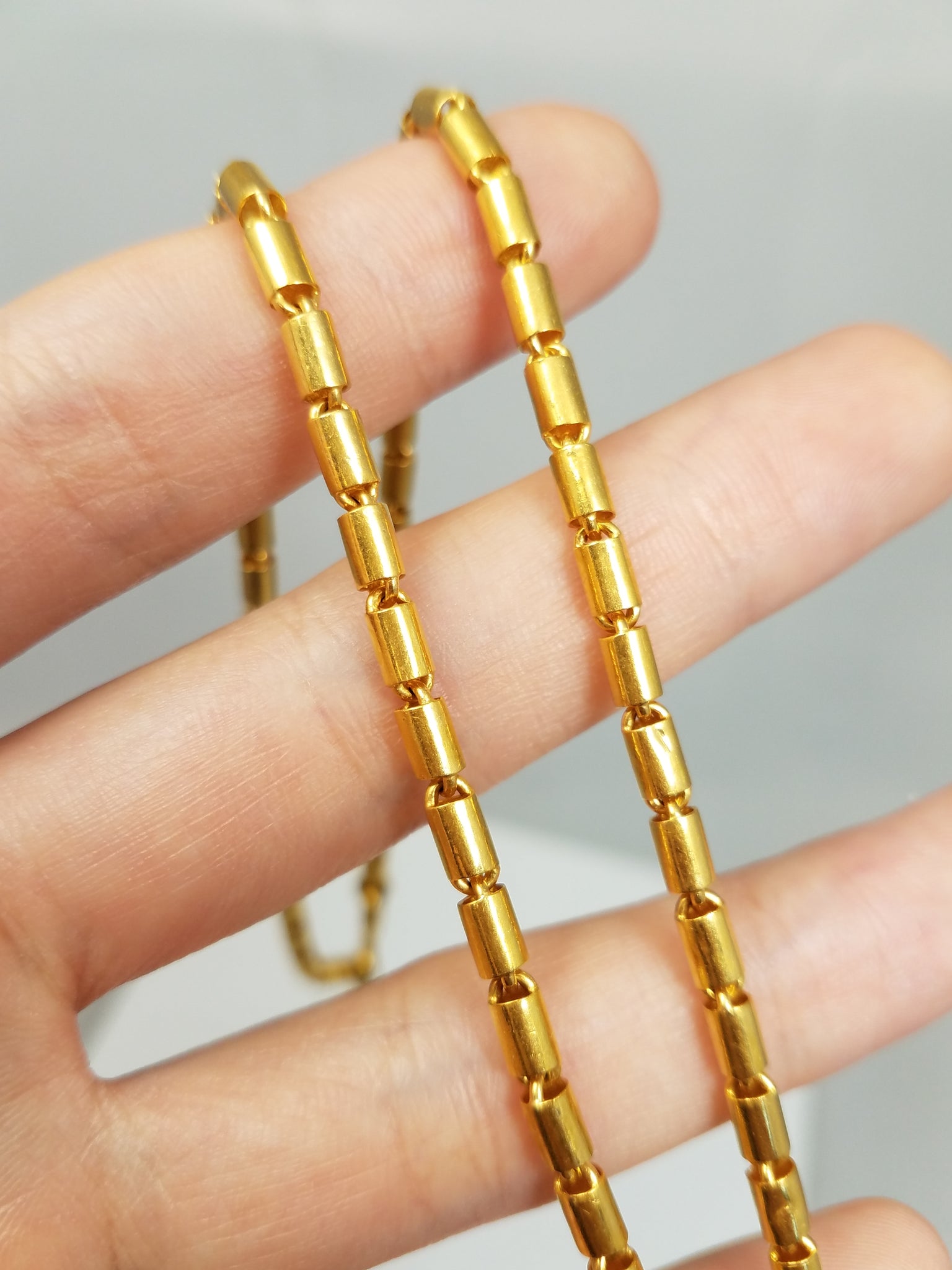 Luxurious 24" 23.16k Yellow Gold Baht Link Chain Necklace