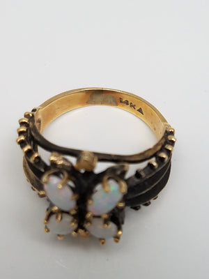 Vintage 14k Yellow Gold Natural Australian Opal Ring