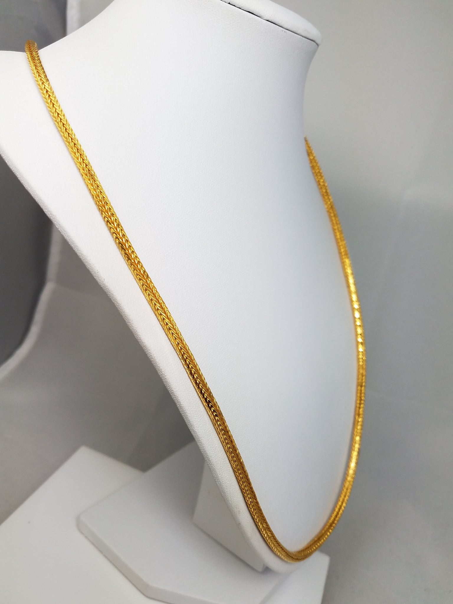 Handmade Solid 22k Yellow Gold Round Fancy Link 25" Chain Necklace