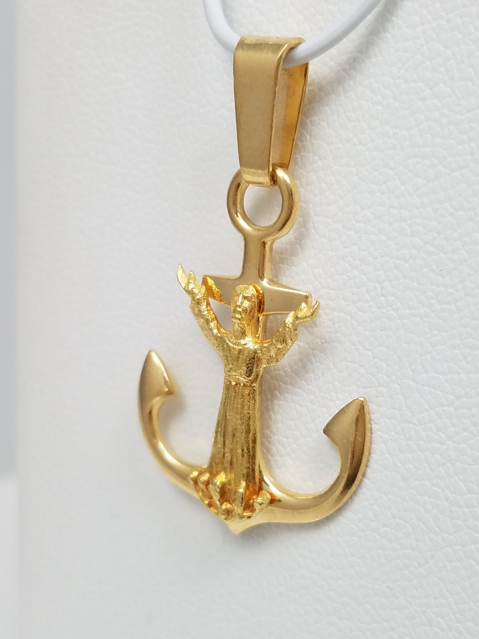 Jesus Mariners Anchor Cross Pendant in 18k Yellow Gold