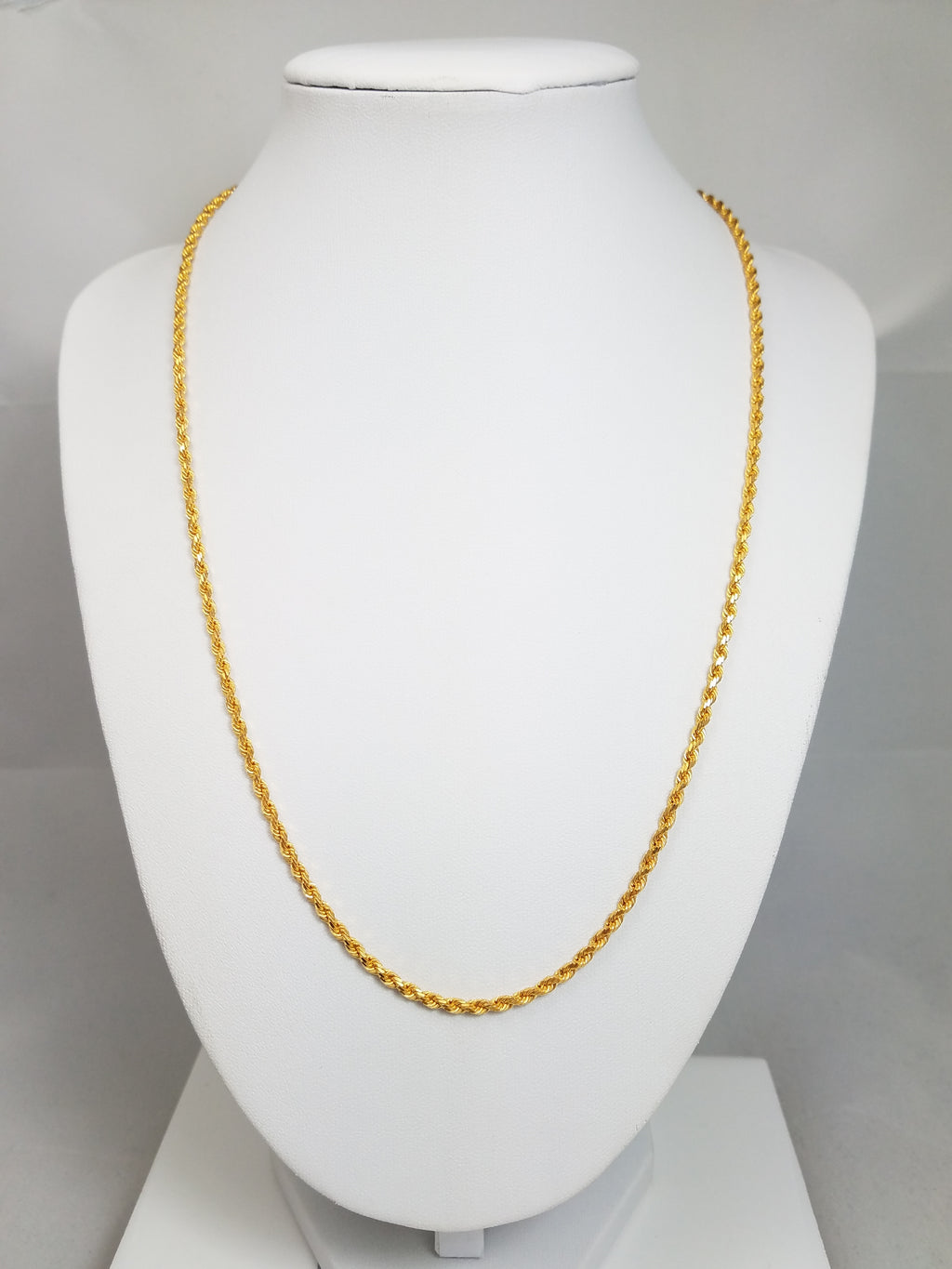 Radiant 22k Yellow Gold Solid Diamond Cut Rope 20" Necklace