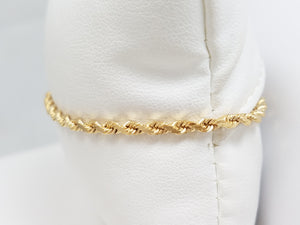 Classic 14k Yellow Gold Solid Diamond Cut Rope 7" Bracelet