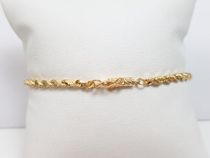 Classic 14k Yellow Gold Solid Diamond Cut Rope 7" Bracelet