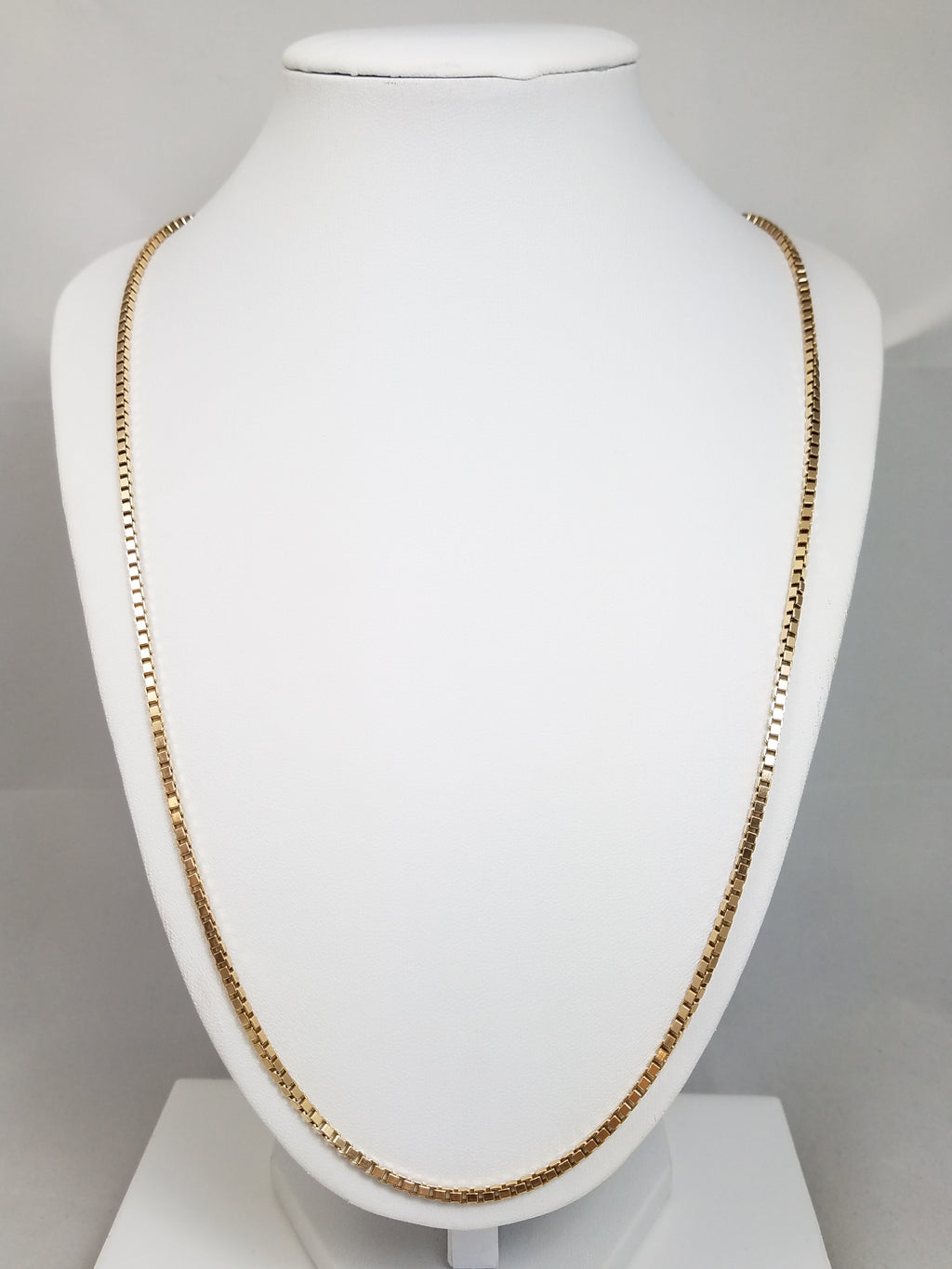 Bold 24" Solid 14k Yellow Gold Box Link Chain Necklace