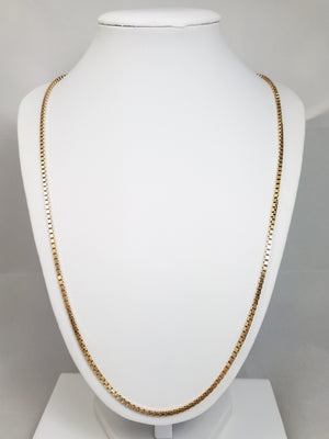 Bold 24" Solid 14k Yellow Gold Box Link Chain Necklace