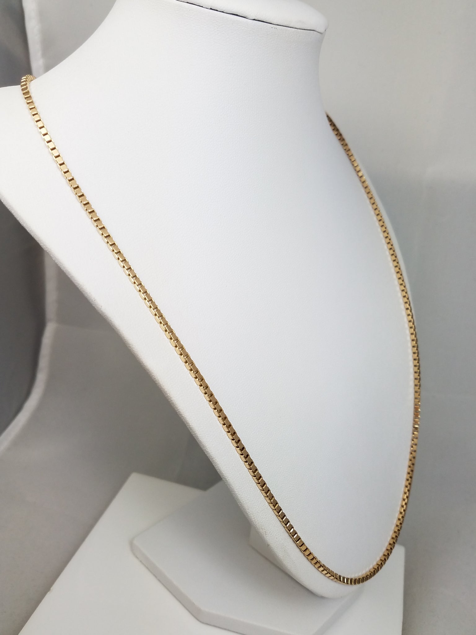 Bold 24" Solid 14k Yellow Gold Box Link Chain Necklace